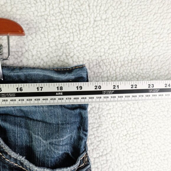 Silver Jeans Mens 38x32 Blue Zac Relaxed Bootcut Stone Wash Whiskers Y2K - Picture 6 of 11